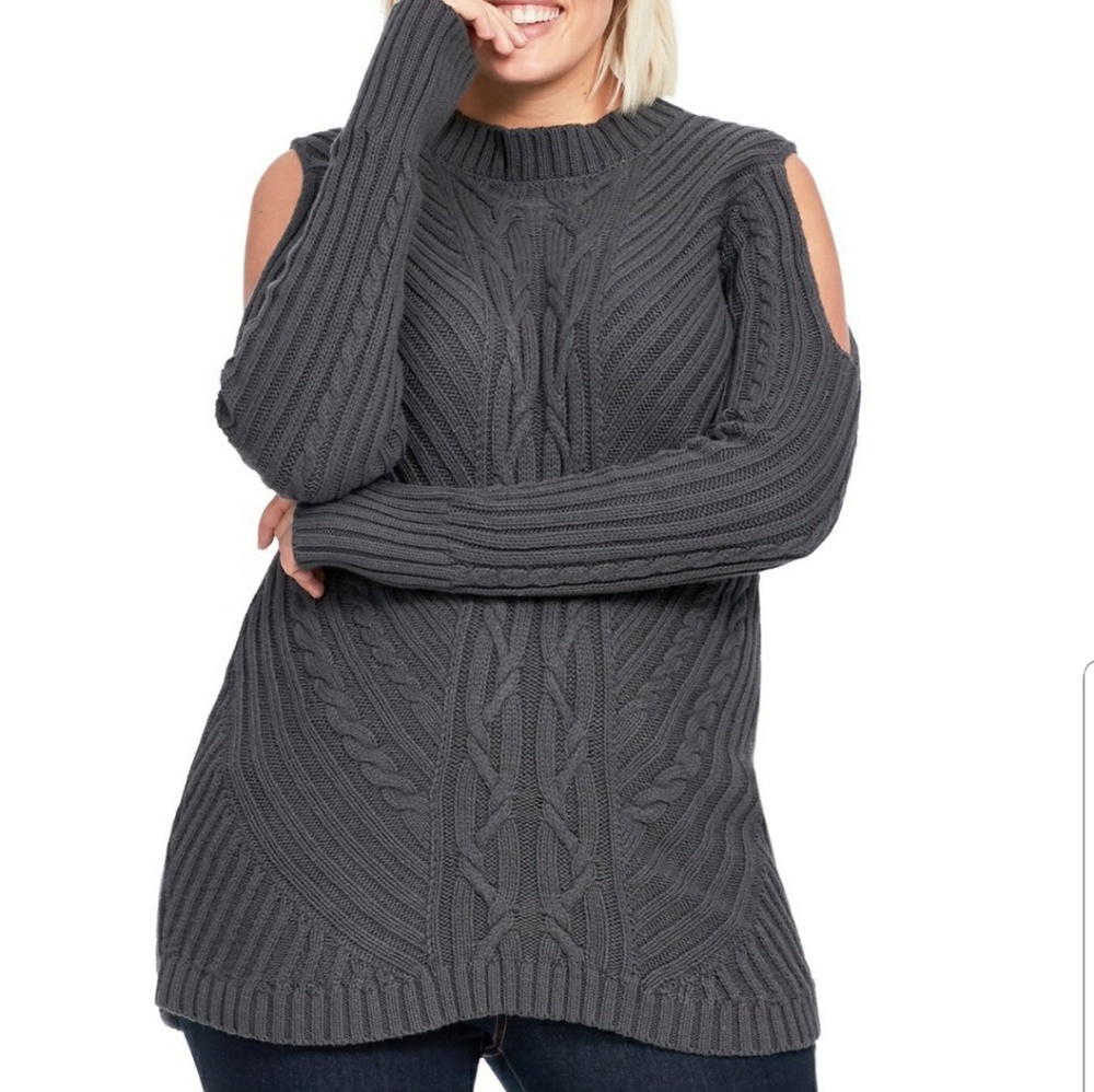 Jessica Simpson Posy Cold Shoulder Sweater - 1X
